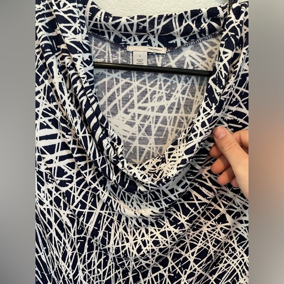 Halogen Women's Abstract Cowl Neck Tunic Tank Top Blue White Size Small - Picture 6 of 8